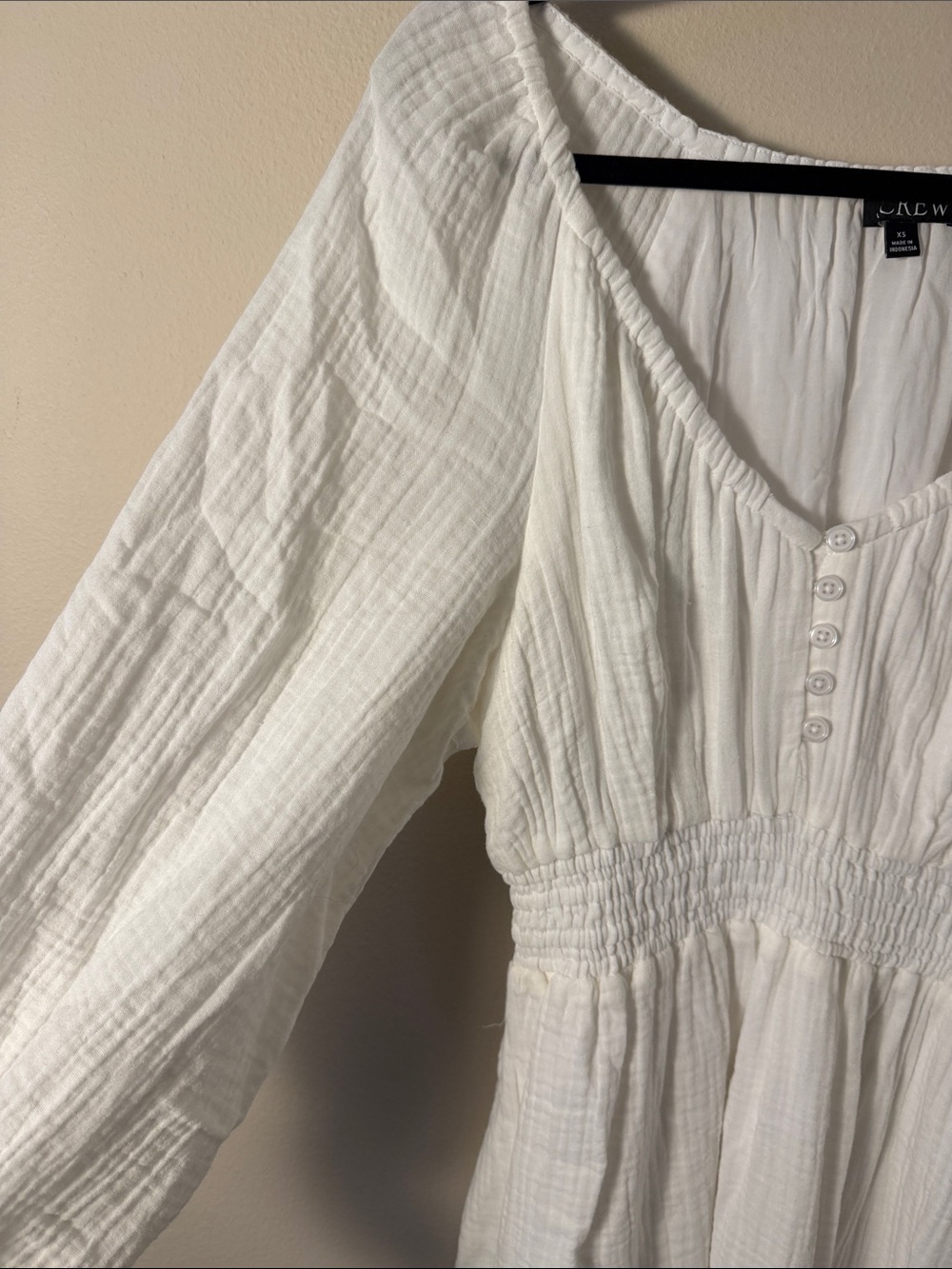 J.Crew Women's White Soft Gauze V-Neck Midi Dress Smocked Waist Size XS - Picture 6 of 15